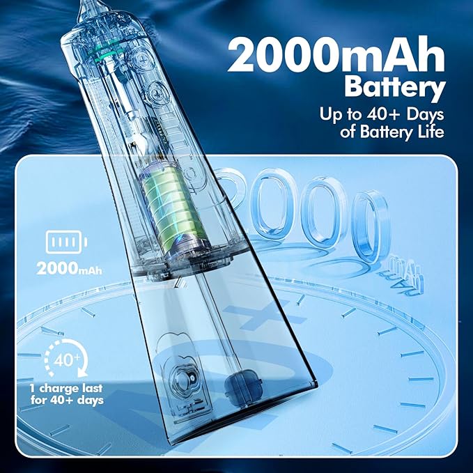 Cordless Water Dental Flosser for Teeth, with 8 Jet Tips, 300ML Tank Oral Irrigator Portable with 4 Modes IPX7 Waterproof Rechargeable Water Floss for Home Travel, Adults Teeth Cleaning (Black)