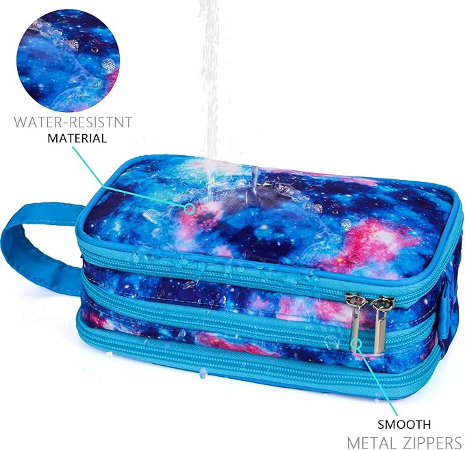 Galaxy Toiletry Bag for Girls, Travel Toiletry Bag for Teen Girls Cosmetic Bag Makeup Bag Waterproof Hanging Wash Bag Toiletries, Blue