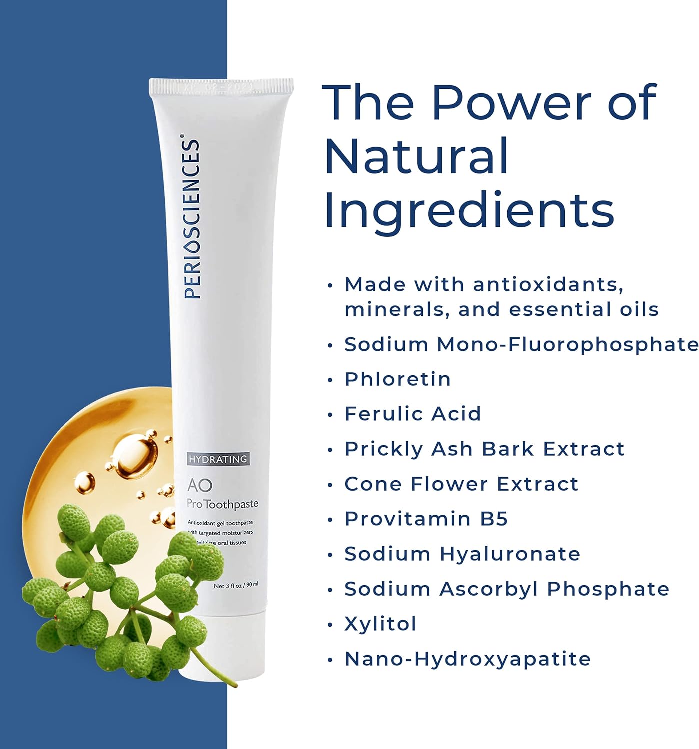 PerioSciences AO ProToothpaste Hydrating with Nano Hydroxyapatite 3 fl oz / 90ml - Pack of 2