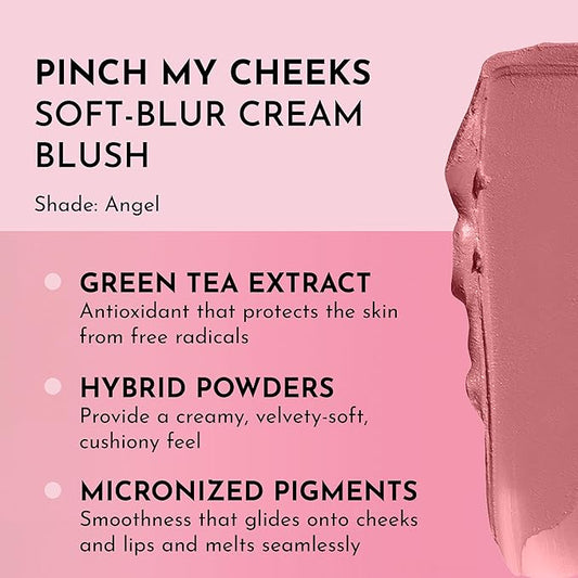 LAWLESS Pinch My Cheeks Soft-Blur Cream Blush - Angel - Premium Blush with Natural Ingredients to Re-Energize and Protect the Skin While Imparting a Soft, Cloudy Finish - 0.18 oz