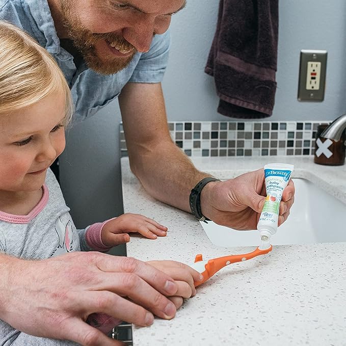 Dr. Brown's Baby Toothpaste, Apple Pear Flavor Toddlers and Kids Love, Fluoride Free, Made in The USA, 0-3 Years, 1.4oz, 3 Pack