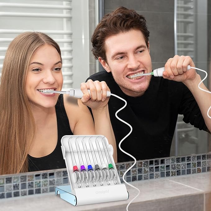 Replacement Tips for Waterpik Water Flosser (2 Classic Jet Tips + 2 Orthodontic Tips + 2 Plaque Chaser Tips+ Storage Case Combo)