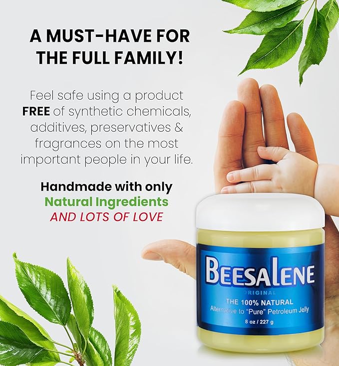 Beesalene Original Unpetroleum - 100% Natural & Hypoallergenic Alternative to Petroleum Jelly - Lips, Hands, Baby, Makeup Remover and More (8 Ounce)