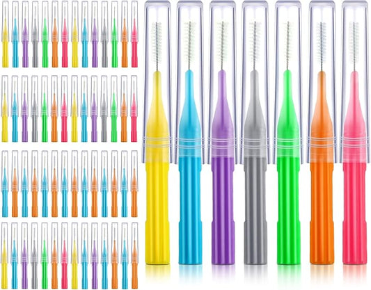 Patelai 100 Pieces Braces Brush for Cleaner Interdental Brush Toothpick Dental Flossing Head Oral Hygiene Flosser Tooth Cleaning Tool (Stylish Colors)