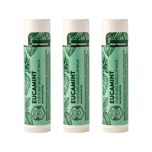Crate 61 Lip Balm Eucamint – Plastic-Free Plant Pod® Tube – Made with USDA Organic Ingredients – Cooling Peppermint & Eucalyptus – Natural Lip Care for Dry, Chapped Lips – Safe for Men, Women & Kids
