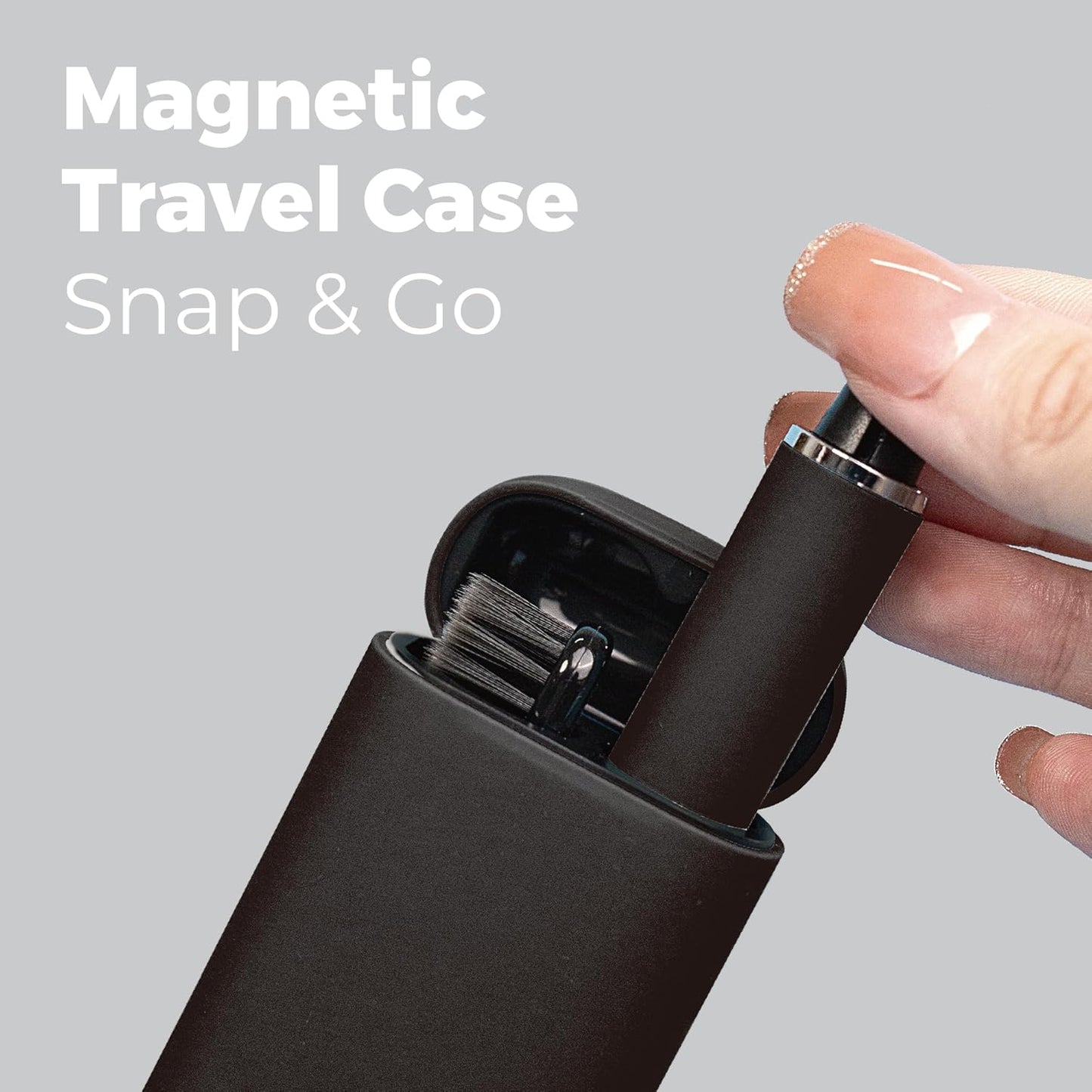 MIPOW Slim Pro i4 Electric Toothbrush Rechargeable Smart Ultra Sonic 3 Modes Magnetic Travel Case &Ceramic Dock, 60Day Long Battery Soft Bristles 2Heads IPX7 Waterproof,Color-(Black)