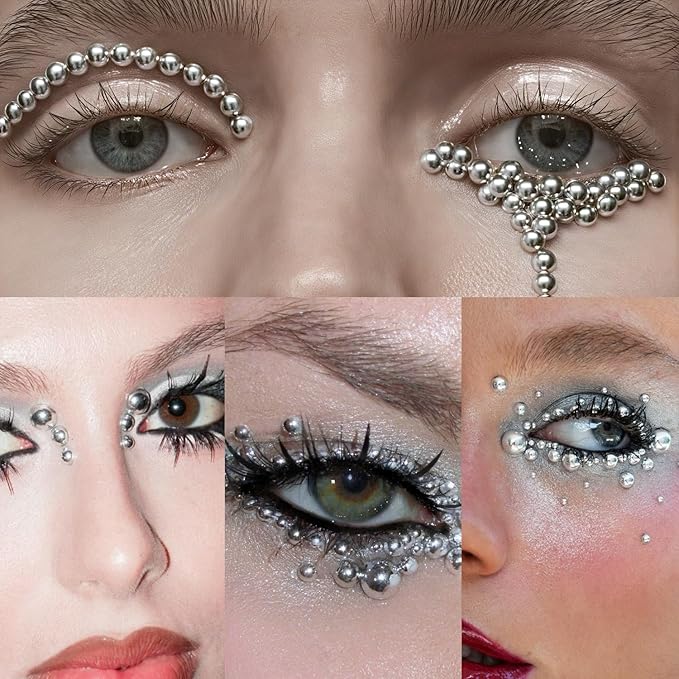 Nail Art Flat Back Half Round Pearl Kits, Mixed Sizes 6000 Pcs with B7000 Jewelry Glue Silver Small Pearls for Nails with Picking Tools for Graduation Cap Decorations Home DIY Body Face Craft Use