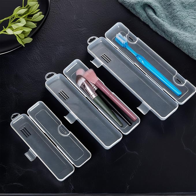 9 Pcs Tongue Scraper Case, Portable Clear Tongue Scraper Travel Case, Transparent Appearance, Easy to Open and Close, Not Easy to Break, Can Accommodate Dental Floss, Toothbrush, Small Teaspoon