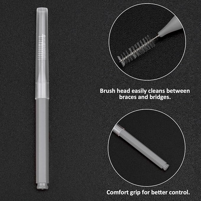 Patelai 100 Pieces Braces Brush for Cleaner Interdental Brush Toothpick Dental Tooth Flossing Head Oral Dental Hygiene Flosser Toothpick Cleaners Tooth Cleaning Tool(White, Grey,Ideal Size)