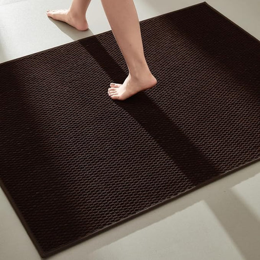 Large Bathroom Rugs Non Slip Washable Bath Rugs Super Absorbent Bathroom Rug Thin Quick Dry Low Pile Bath Mats, Brown 36"x48"