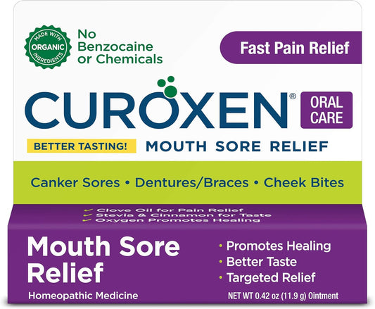 CUROXEN Mouth Sore Gel, Natural Relief for Inside Mouth Sores with Olive Oil, Calendula, and Clove – 0.42 oz