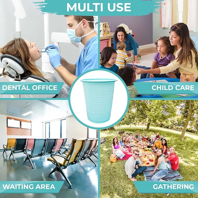 Disposable Cups | 50 Pack | 5 oz Plastic Multicolor Bathroom Party Dental Cups, Perfect for Medicine, Water, Mouthwash, Rinsing