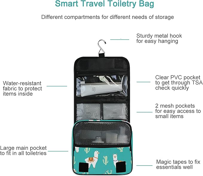 senya Hanging Travel Toiletry Bag Kit Makeup Case Cosmetics Organizer for Men Women