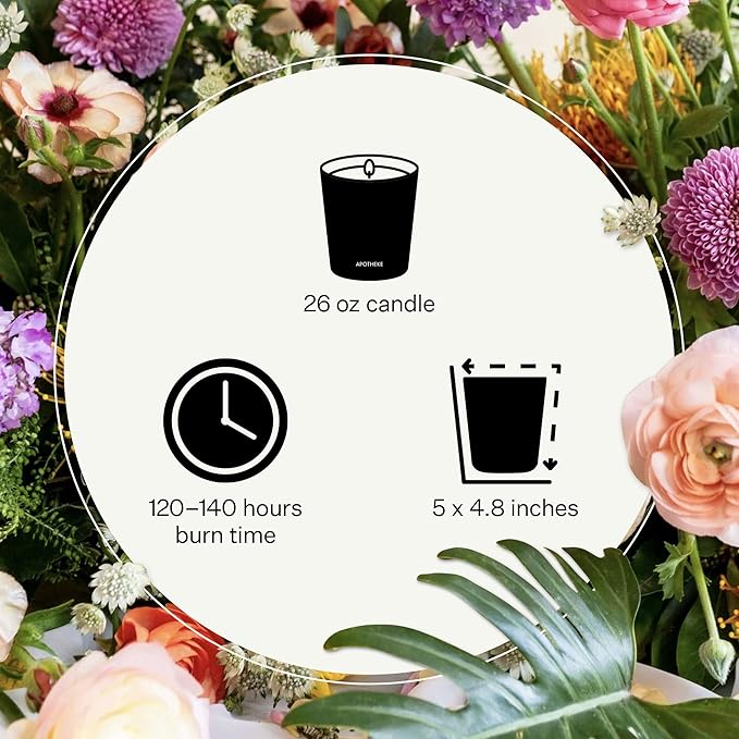 Apotheke 3-Wick Scented Candles for Home, Charcoal - 26 oz Soy Wax Jar Candle Gift for Women - Long-Lasting Fragrance with Perfume-Grade Essential Oils - Cedarwood, Sandalwood, Oud & Amber