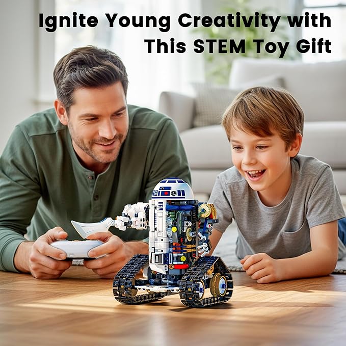 STEM RC Robot Building Kit - 3 in 1 APP & Remote Control Robotics for Kids Ages 8-12, DIY Educational Toy Programming & Science Project Kit, Birthday Gifts for Boys Girls