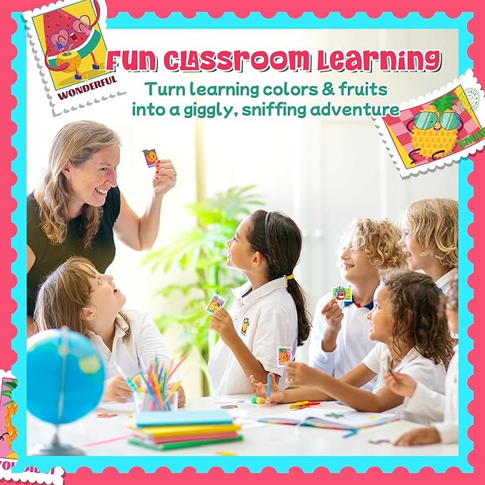 HORIECHALY 300Pcs Large Scented Stamp Stickers, Scratch N Sniff Sticker for Kids Smelly Motivational Reward Stickers for Teacher, Incentive Positive Decal for Student,School Supplies Gift