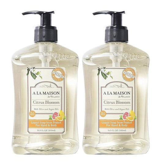 A LA MAISON French Liquid Hand Soap, Citrus Blossom - Natural Hand Wash Made with Essential Oils - Biodegradable, Plant-Based, Vegan, Cruelty-Free, Alcohol & Paraben Free (16.9 oz, 2 Pack)