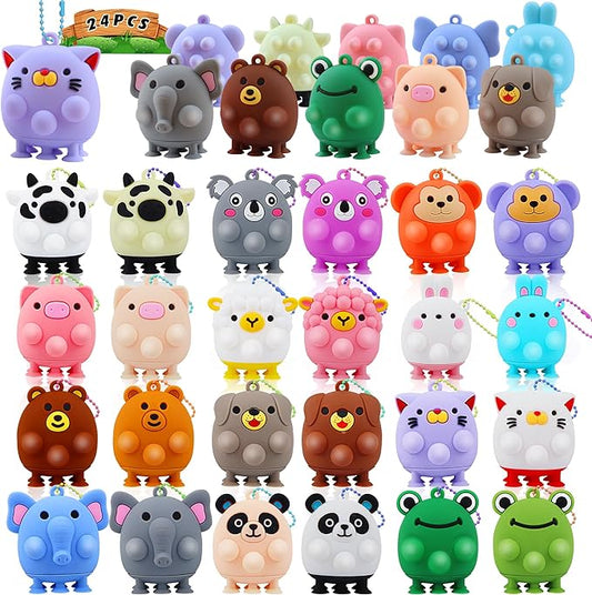 24 PCS Party Favors for Kids,3D Animal Pop Toys,Goodie Bags Stuffers for Kids,Pinata Stuffers Carnival Prizes,Fidget Toys Bulk,Prize for Classroom,Suction Toys for Toddlers