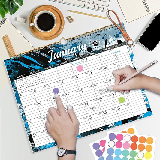 2026 Calendar, Wall Calendar 2026-2027, 18 Month Calendar January 2026 - June 2027, 14.8" X 11.5", Calendar with Twin-Wire Binding, Hanging Hook and Julian Dates (Colorful Ink)