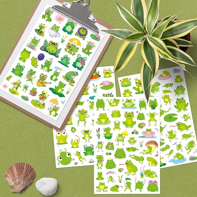 Frog Stickers Summer Spring Happy Honey Frog Decal Sticker 760 Counts Party Cute Gifts Goodie Bags Decor School Reward Birthday Party Favors Water Bottle Sticker Laptop Invitation Decor