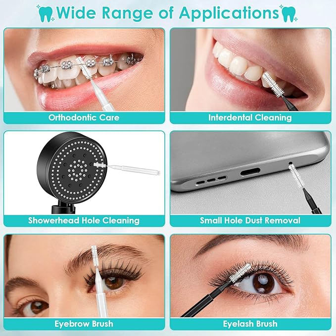 Lezmarket 300PCS Interdental Brushes for Braces, Soft and Bendable Dental Brush for Orthodontic Braces, Braces Cleaner Brush Tooth Pick Teeth Flossers Brushes for Teeth (White and Black)