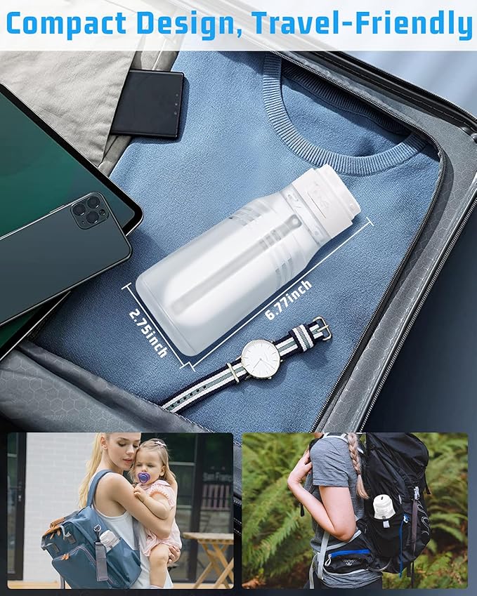 Portable Bidet for Travel with 400ml Bottle, Rechargeable Electric Travel Bidet with 3 Pressure Modes, Waterproof Handheld Bidet Sprayer for Women Men Baby Cleaning