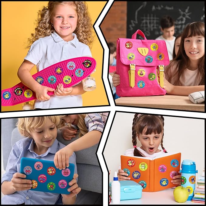 HORIECHALY 3 Rolls Scratch and Sniff Scented Stickers for Kids, 600 Pcs Smelly Motivational Reward School Stickers, Scented Encouragement Classroom Sticker for Teachers, Students(1.57")