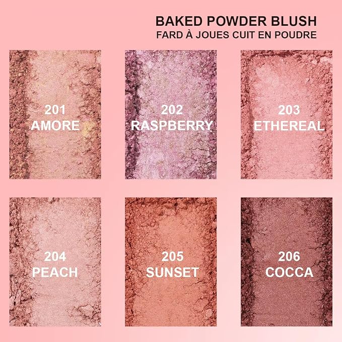 Baked Blush, Marbleized Blush for Cheeks, Shimmery Satin Finish Powder Blushes Palette, Buildable Color Natural Face Makeup Powder