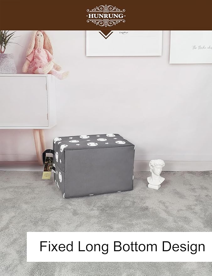 HUNRUNG Rectangle Storage Basket Cute Canvas Organizer Bin for Pet/Children Toys, Books, Clothes Perfect for Rooms/Playroom(REC-Grey Baseball)