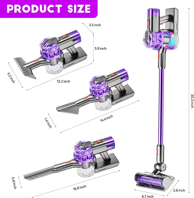 4-in-1 Kids Toy Vacuum That Really Works, Toddler Pretend Play Cleaning Set with Real Suction, Toys Working Cleaner Birthday Idea for 3 4 5 6 7+ Year Girl Boy (Purple)