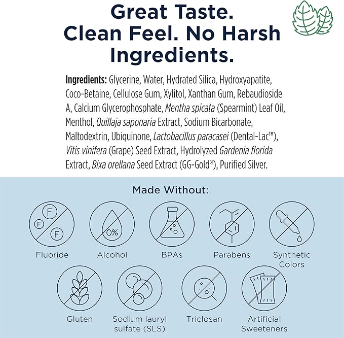 Designs for Health PerioBiotic Silver Hydroxyapatite Toothpaste - Travel Size Fluoride Free Toothpaste with Oral Probiotics with Whitening Hydroxyapatite - Supports Remineralization (2 Pack, 1oz)