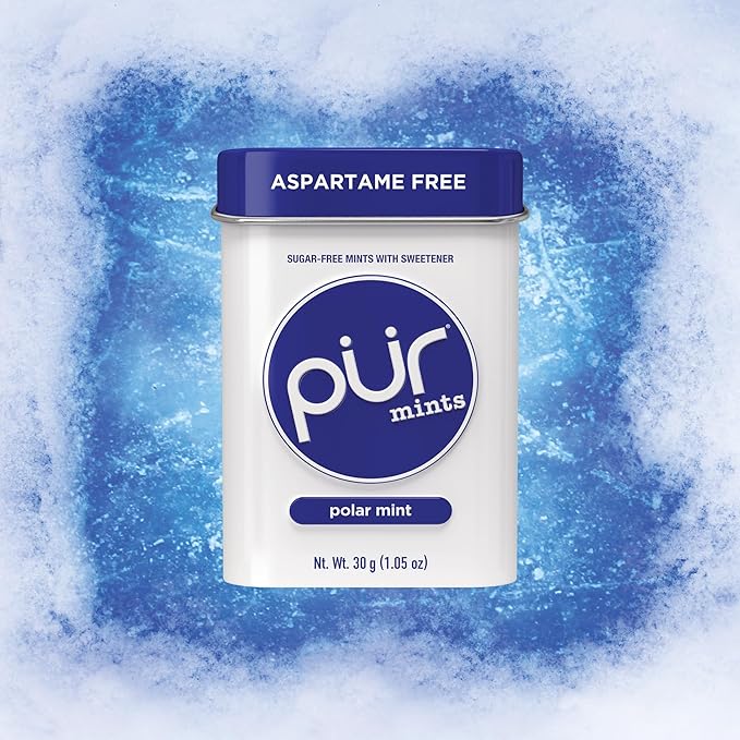 PUR Mints | Aspartame Free Mints | Made with Xylitol | Sugar Free, Vegan, Gluten Free & Keto Friendly | Natural Polar Mint Flavored Mints, 30 Pieces (Pack of 2)