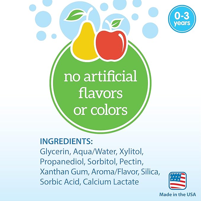 Dr. Brown's Baby Toothpaste, Apple Pear Flavor Toddlers and Kids Love, Fluoride Free, Made in The USA, 0-3 Years, 1.4oz, 3 Pack