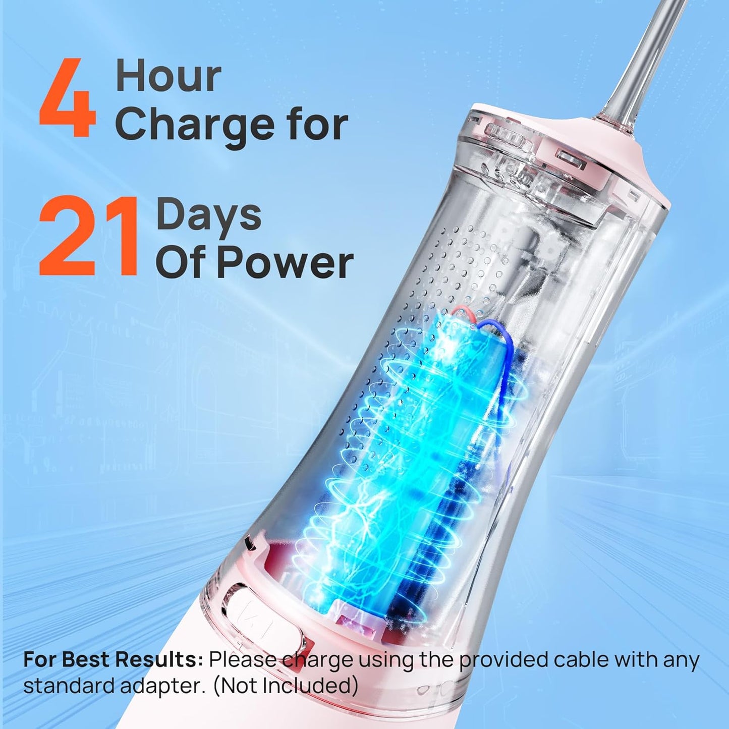 Operan Cordless Water Flossers for Teeth, 300ML Rechargeable Oral Irrigator with 4 Modes & 4 Nozzles, Portable Water Flossers for Adults, IPX7 Waterproof for Home and Travel, Pink，01Pack