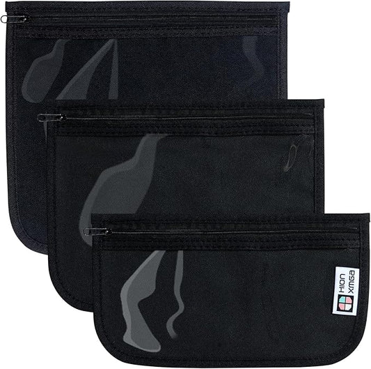 TSA Approved Toiletry Bag, Set of 3 Clear Travel Toiletry Bag Quart Size Zipper Travel Pouch, Waterproof Makeup Cosmetic Bag for Women Men Kids Toiletries Carry on, Black