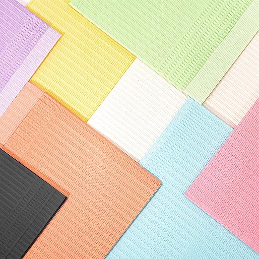 JMU Dental Bibs 125pack, Disposable Tattoo Bibs 3-Ply, Waterproof Tray Covers, 13" x 18", Yellow