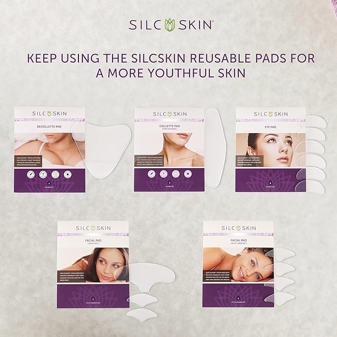 SilcSkin Chest Care Bundle - Decollette Pad and Skin Cleanser, Reusable Medical-Grade Chest Wrinkle Pads for Fine Lines, Crepey Skin, and Puffiness