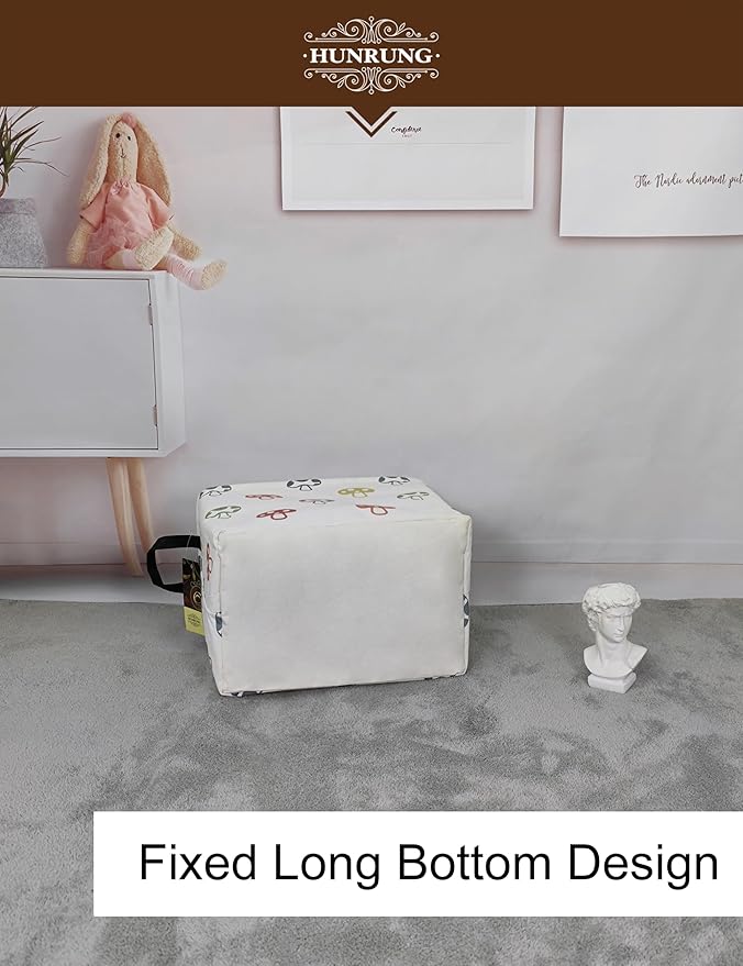 HUNRUNG Rectangle Storage Basket Cute Canvas Organizer Bin for Pet/Children Toys, Books, Clothes Perfect for Rooms/Playroom(REC-Color Mushroom)