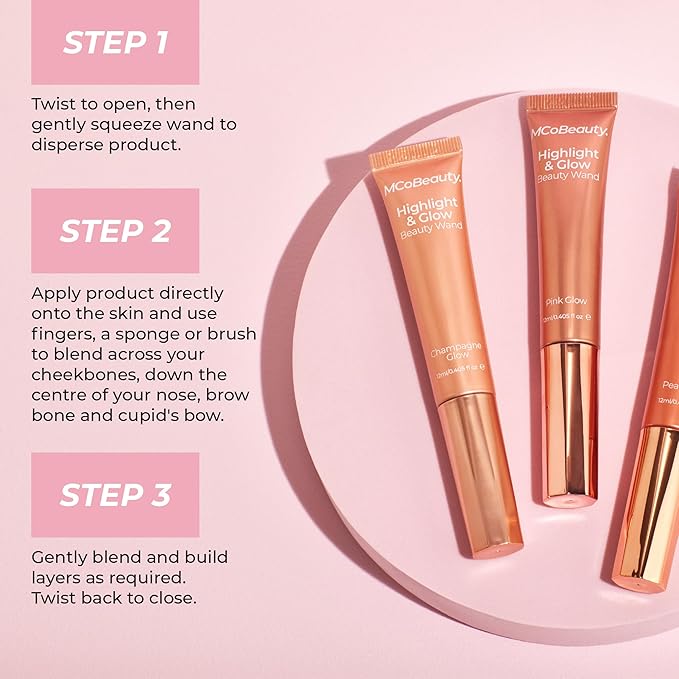 MCoBeauty - Highlight and Glow Beauty Wand - Buildable Liquid Highlighter - Bronze Shade - Liquid Cream with Cushion Applicator for Soft, Radiant Finish - Highlighters Makeup