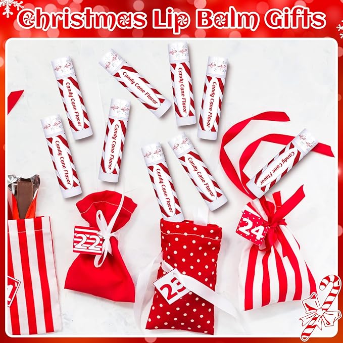 150 Pack Christmas Lip Balms Bulk Christmas Candy Peppermint Cane Scented Holiday Flavor Lip Balm Gifts Xmas Party Gifts Bulk Xmas Items Stocking Stuffers for Women Men Staff Employee (Candy)