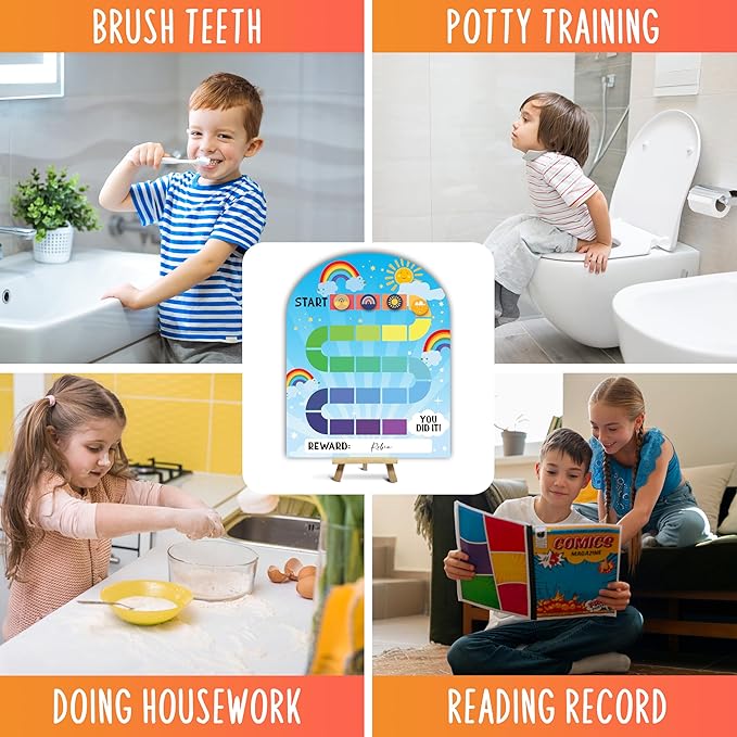 Rainbow Sun Theme Wooden Reward Chart, Behavior Reward Charts, Incentive Responsibility Chart for Boys Kids Toddlers Chore Homework Good Habits Assignments Attendance, 09