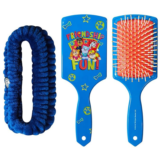 LUV HER Kids Hair Brush & Spa Headband Set for Girls - Features Paw Patrol - Fun Grooming Kit for Detangling, Styling & Skincare - Soft & Stretchy One Size, Ages 3+