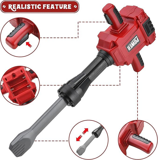 Toy Choi's Kids Jackhammer Toy Drill - Pretend Play Jackhammer with Realistic Sound & Action, Kids Construction Toys for Boys Girls Aged 3-5,4-7