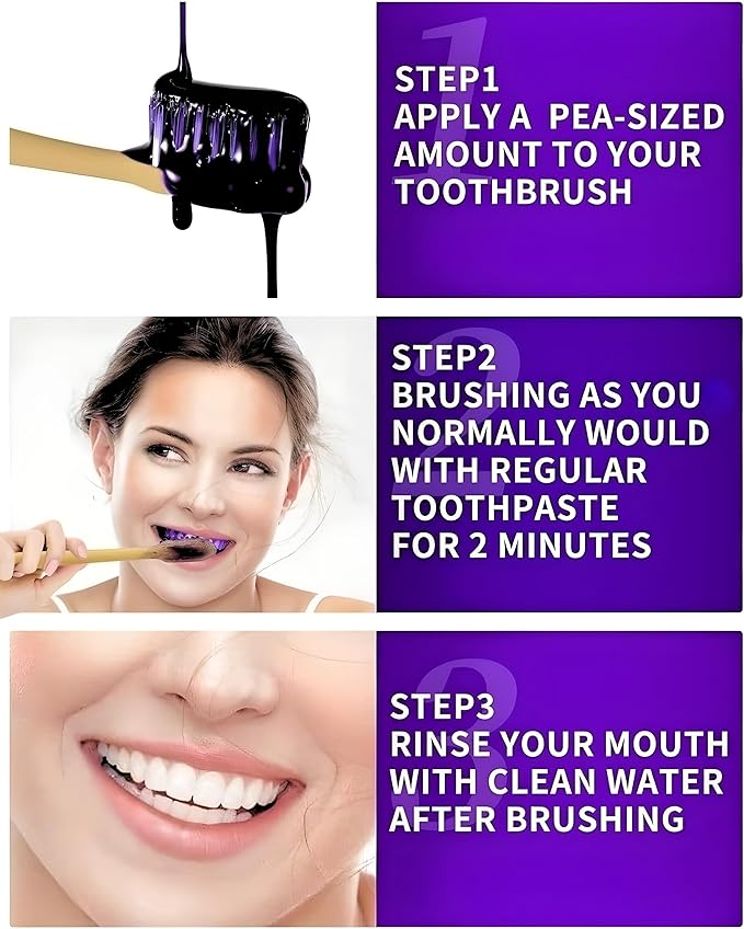 Purple Toothpaste Teeth Whitening Gel – Color Corrector Toothpaste for Yellow Teeth Removal – Peroxide-Free, Gentle Whitening Serum for Sensitive Teeth & Fresh Breath – 30ml by ITZZO