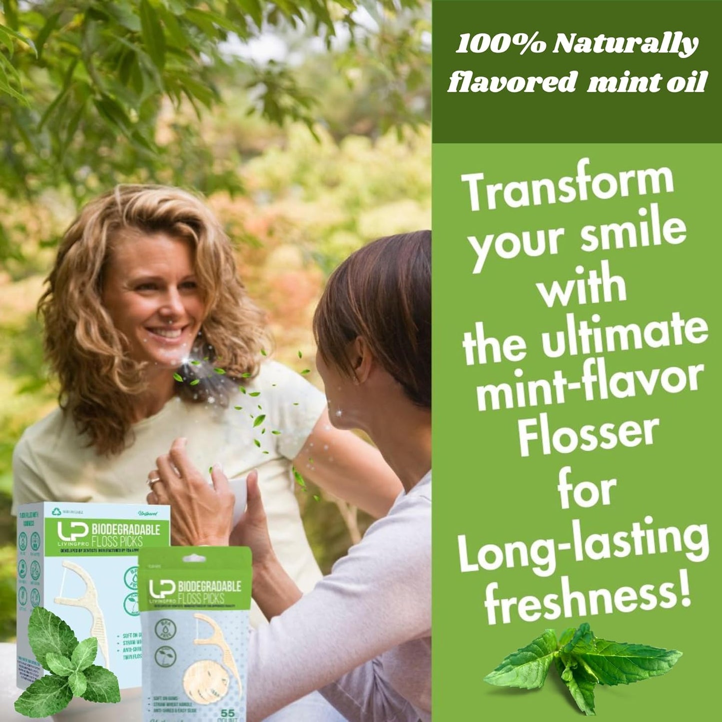 Plant Based Naturally Mint Infused Floss Picks(220pcs) with Travel Case | Biodegradable Straw Wheat Handle | Thin Single Thread Flosser, Shred-Resistant- Easy Glide for Plaque Removal & Gentle on Gum