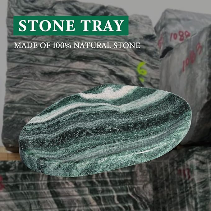 Koville Green Marble Cloud Shape Vanity Tray, Serving Stone Key Tray for Home Decor, 10" x 7" Luxurious Natural Marble Storage Trays for Bathroom, Stone Plate Holder for Perfume, Candle and Jewelry