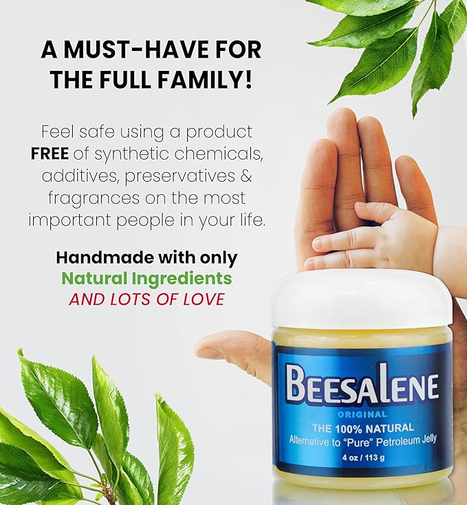 Beesalene Original Unpetroleum - 100% Natural & Hypoallergenic Alternative to Petroleum Jelly - Lips, Hands, Baby, Makeup Remover and More (4 Ounce)