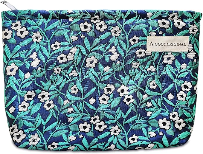 STARDW Aesthetic Floral Makeup Bag Cute Small Cosmetic Bags for Women Girls, Travel Toiletry Bag Large Capacity Zipper Makeup Pouch, Purse Organizer Pouches (Vine Plants)