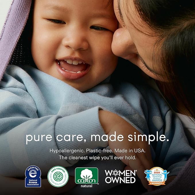 Raan, 100% Cotton Baby & Toddler Wipes, Unbleached, 99% Purified Water, Unscented, EWG verified, Made for Sensitive Skin, Extra Soft and Durable, 12 pack, 720 Count