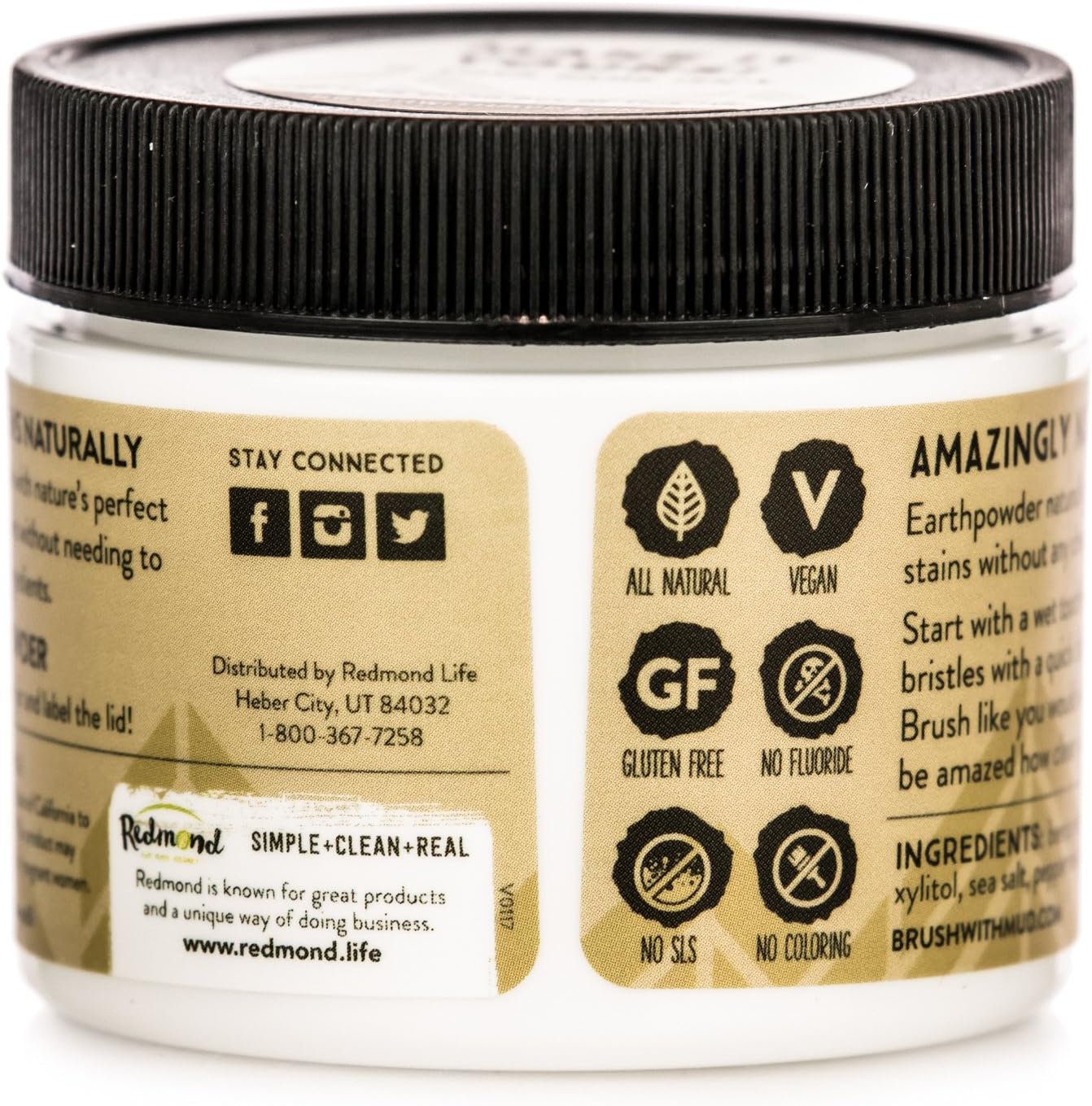 Redmond Earthpowder, All Natural Tooth and Gum Powder Bentonite Clay, Peppermint